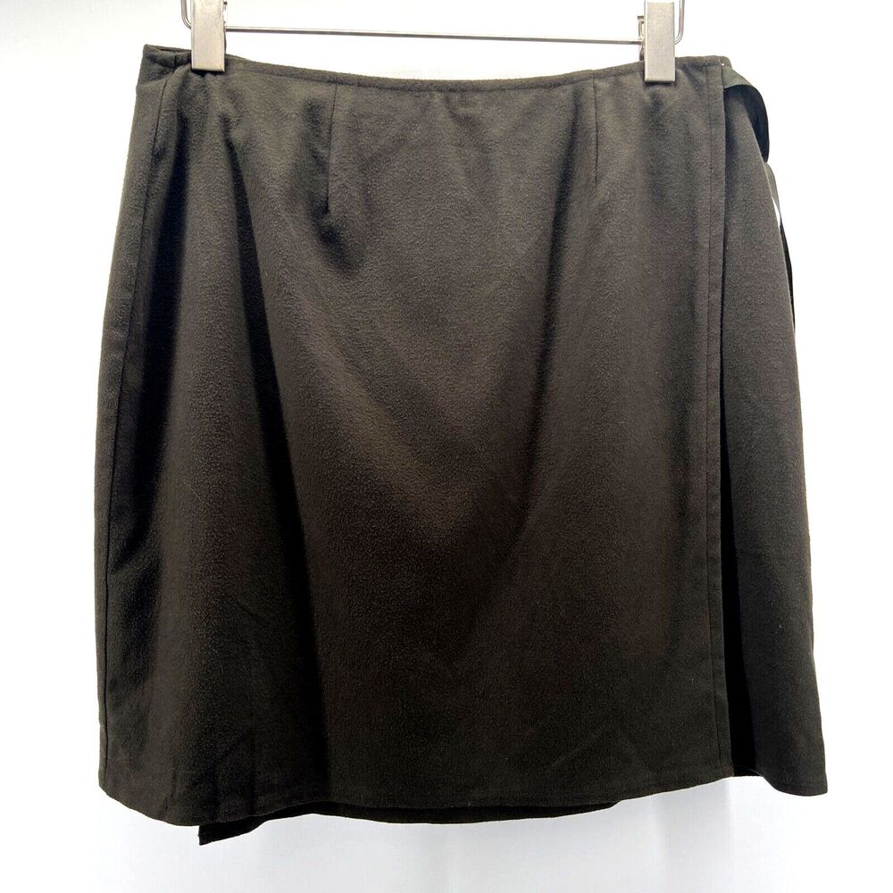 Hillard & Hanson Short Army Green Wrap Skirt Size M Stretch